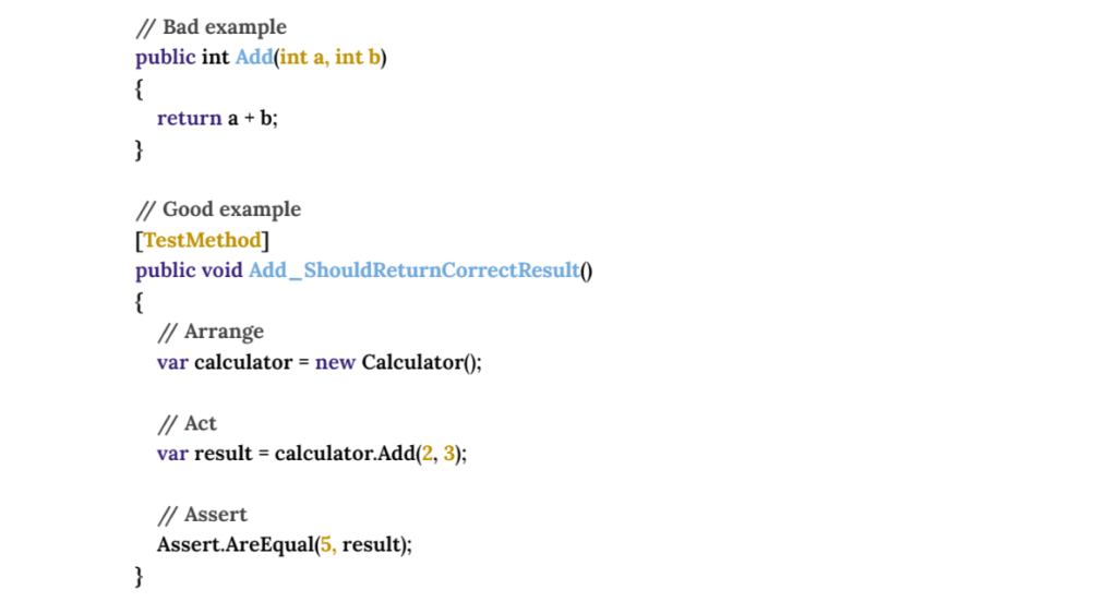 Neglecting Unit Testing Bad example +  Good example