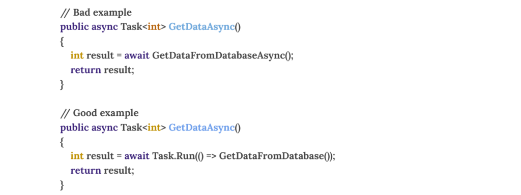 Misunderstanding Asynchronous Programming Bad example +  Good example
