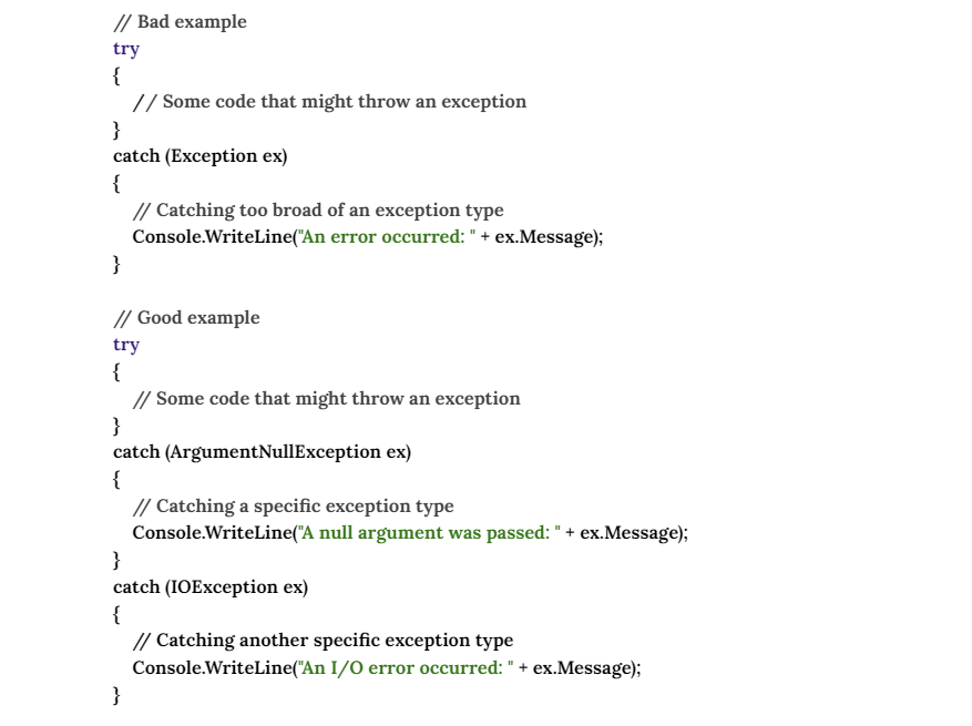 Improper Exception Handling Bad example +  Good example
